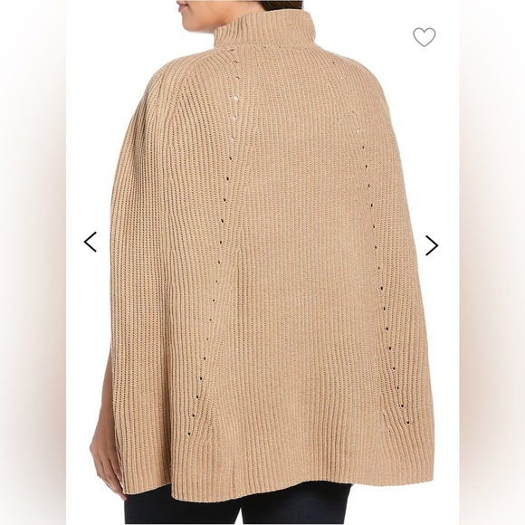 Ella Rafaella Plus Rib-Knit Poncho Sweater 1X-2X - Picture 2 of 10
